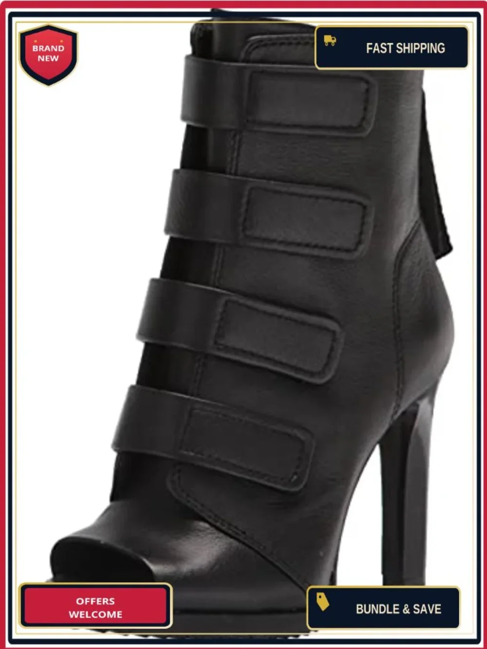 DKNY Blake Peep Toe Heeled Bootie Leather Ankle Boots Women's Zip